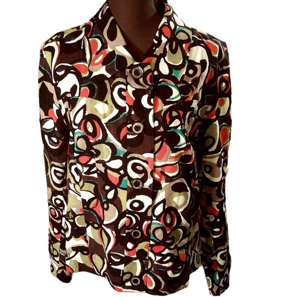 Art Print Plus Size Blouse, Size L Blouse, RQT Blouse, Plus Size Top, Jacket - Picture 1 of 10